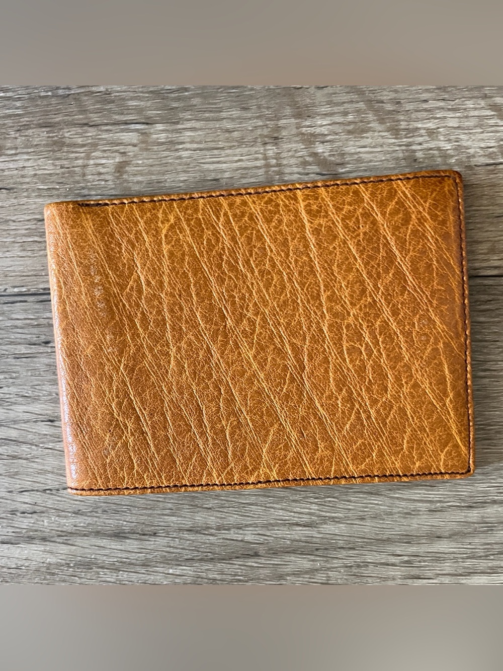 Vintage Wallet Slim Tan Textured Leather Bifold  NEW Hunting World Made in Spain